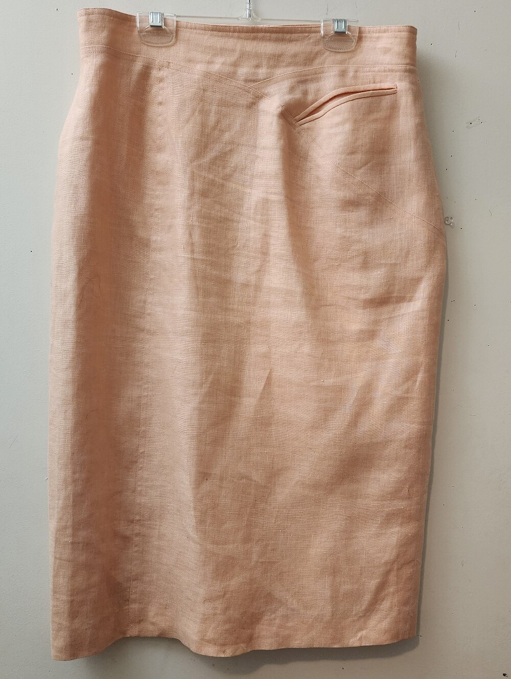 Lillie Rubin Vtg Linen Peach Pencil Skirt Career Elegant Quiet Money Apx M READ
